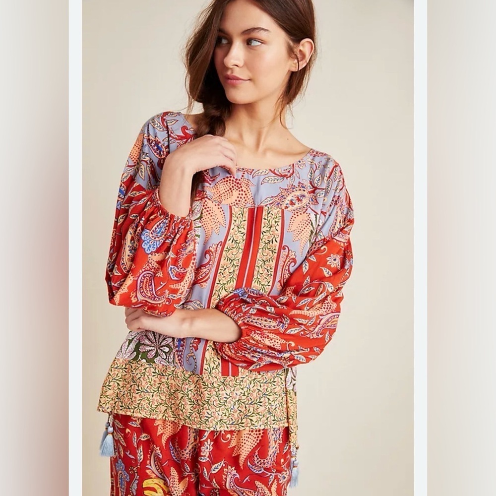 Anthropologie Multicolor Floral Blouse size S - Picture 1 of 10